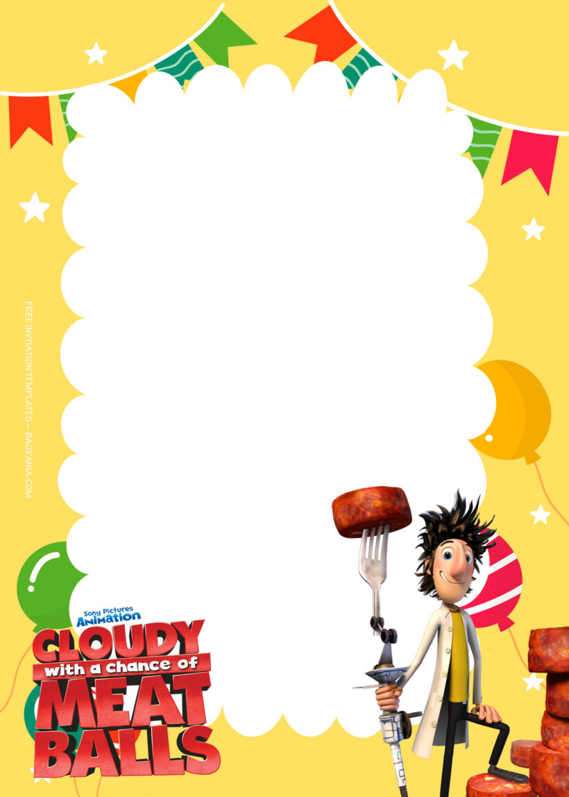9+ Cloudy With The Chance Of Meatballs Bash Birthday Invitation Templates Three