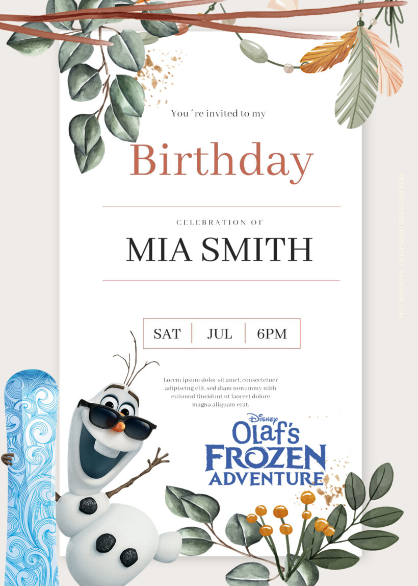 9+ Olaf Frozen Adventure With Elsa And Anna Birthday Invitation Templates Title