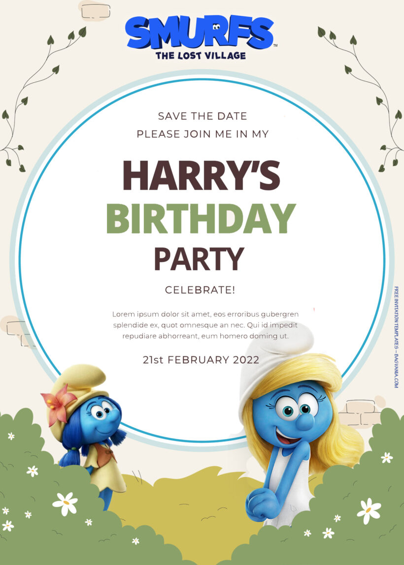 9+ The Smurfs Lost Village Treasure Birthday Invitation Templates Title