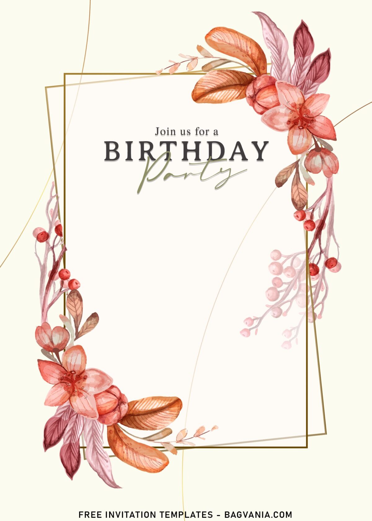 11+ Chic Foliage Invitation Templates For Your Big Day With garden roses