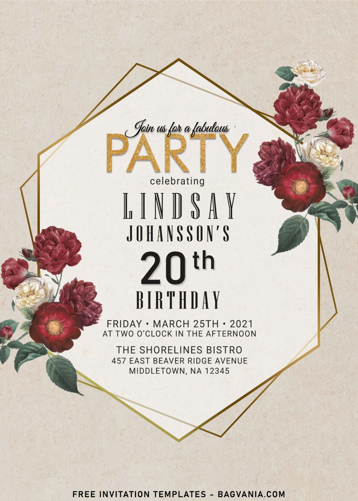 7+ Modern And Soft Romantic Roses Floral Invitation Templates | FREE ...