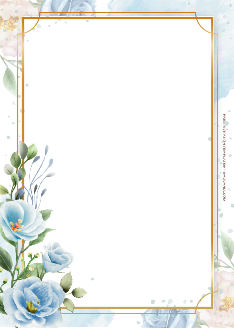 10+ Blue And White Gold Floral Wedding Invitation Nine