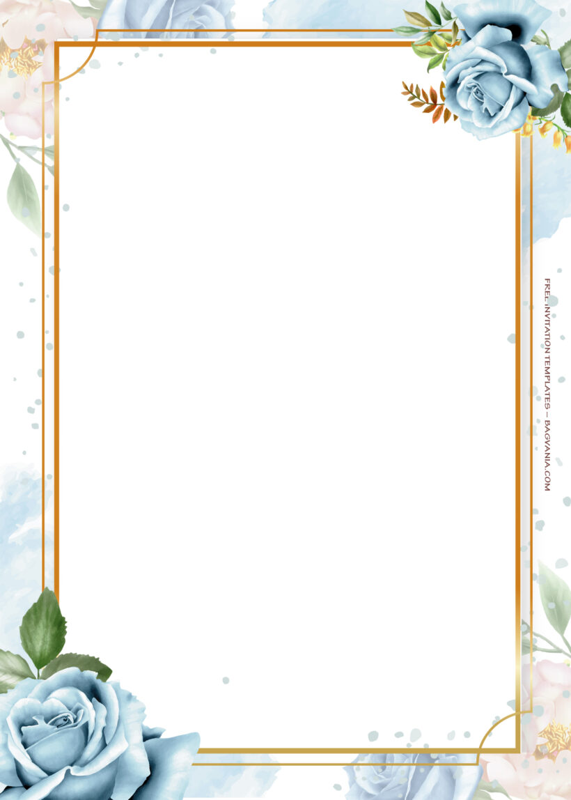 10+ Blue And White Gold Floral Wedding Invitation Seven