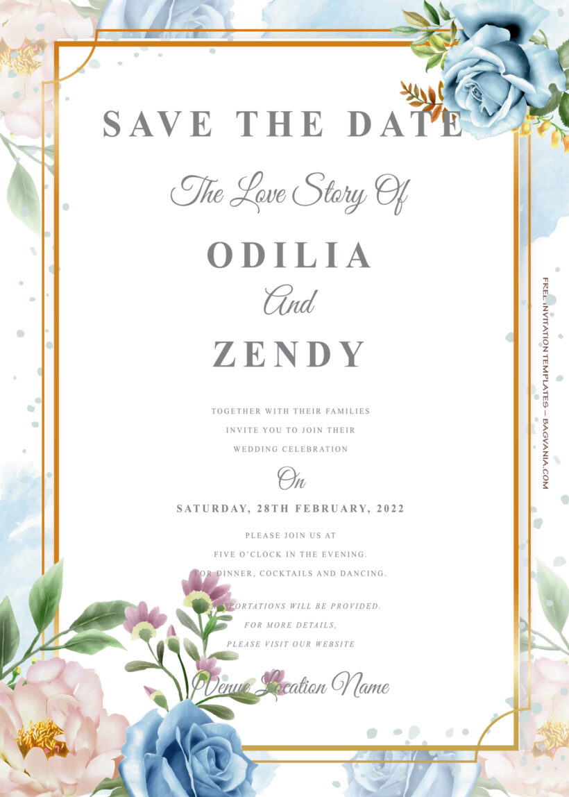 10+ Blue And White Gold Floral Wedding Invitation Title