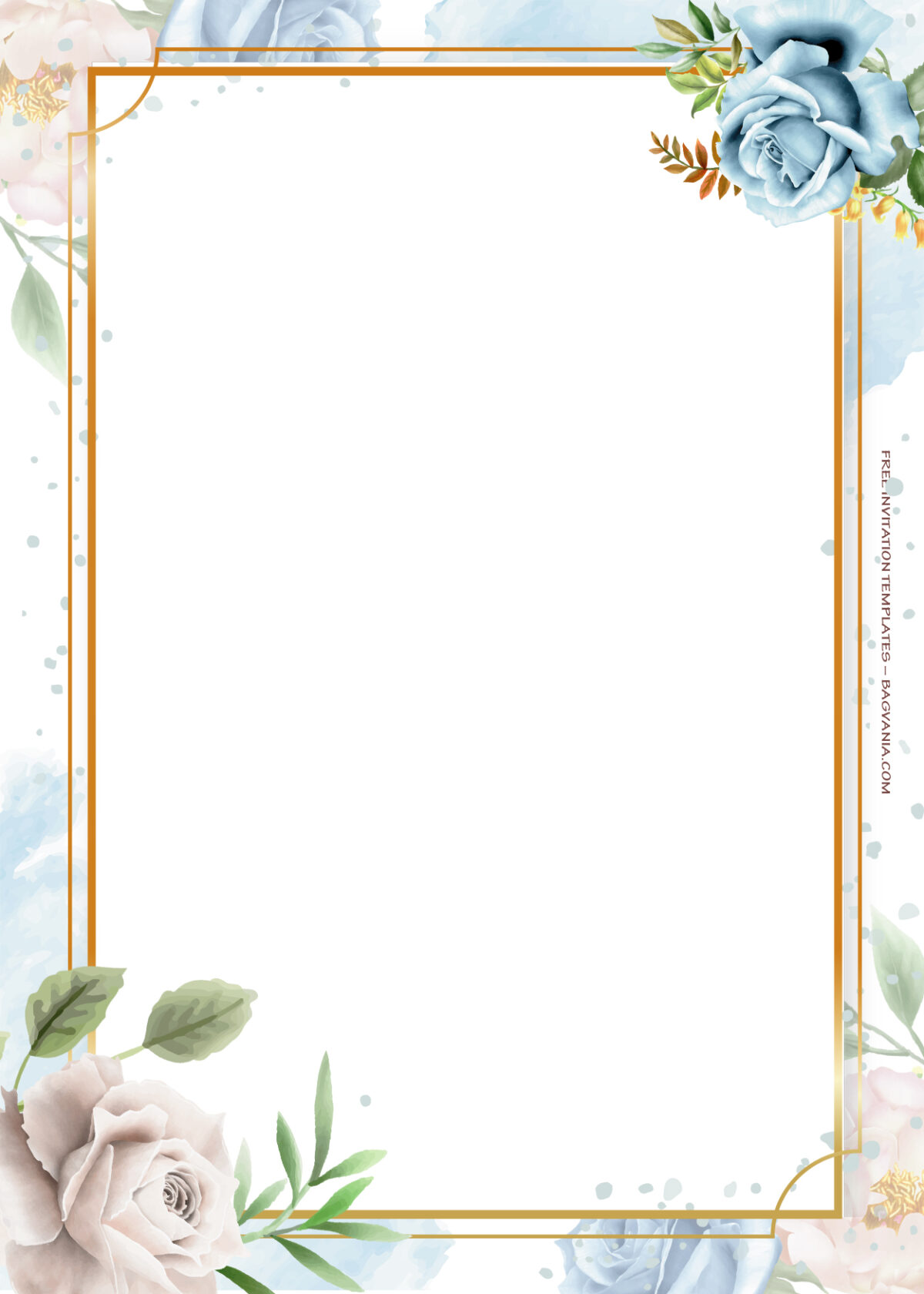 10+ Blue And White Gold Floral Wedding Invitation Templates | Bagvania