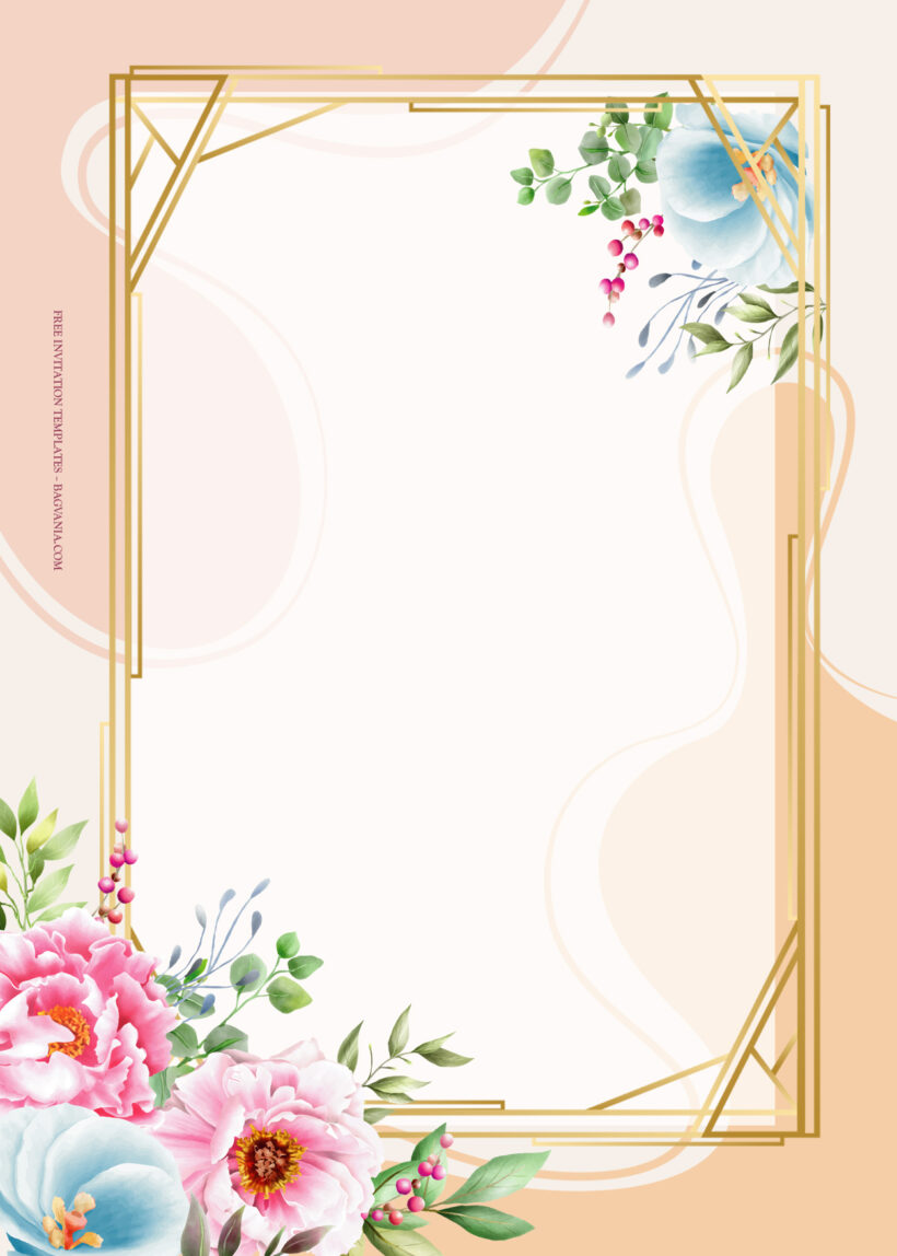10+ Gold And The Color Spring Floral Wedding Invitation Four
