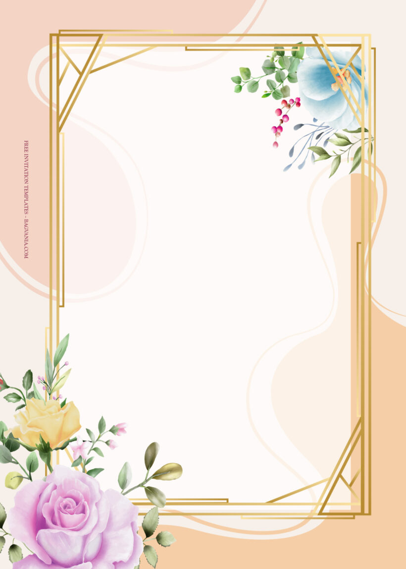 10+ Gold And The Color Spring Floral Wedding Invitation Three