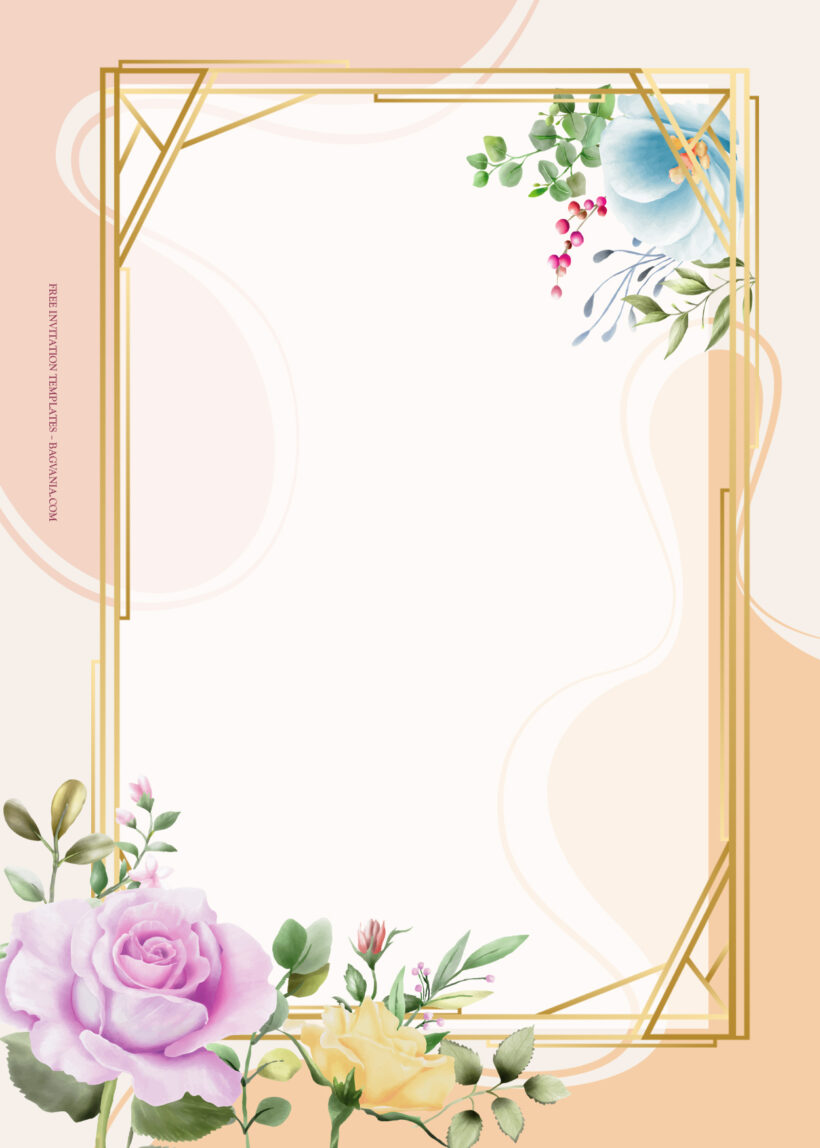 10+ Gold And The Color Spring Floral Wedding Invitation Two