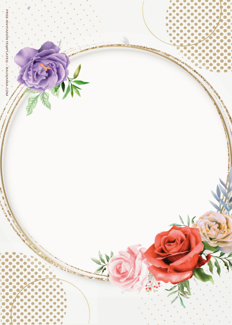 10+ Golden Circle Floral Wedding Invitation Templates | FREE Printable ...