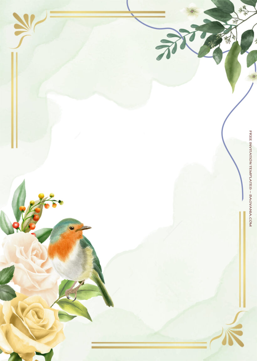 10+ Golden Spring Blossom Floral Wedding Invitation Four