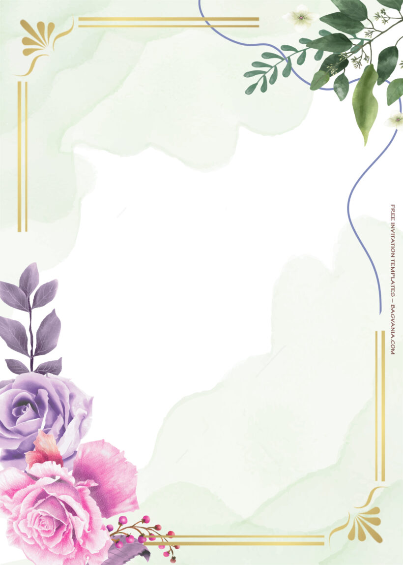 10+ Golden Spring Blossom Floral Wedding Invitation Nine