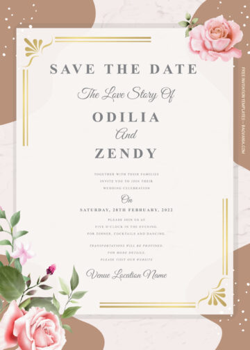 10+ Pink Spring Gold Floral Wedding Invitation Templates | FREE ...