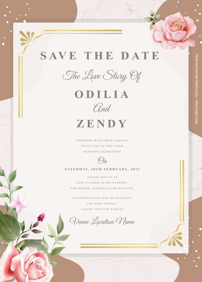 10+ Pink Spring Gold Floral Wedding Invitation Title