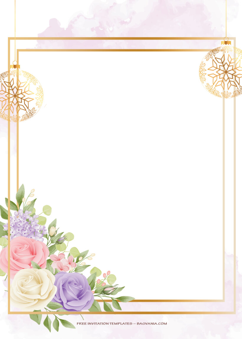 10+ Simple Beautiful Gold Frame Floral Wedding Invitation Six