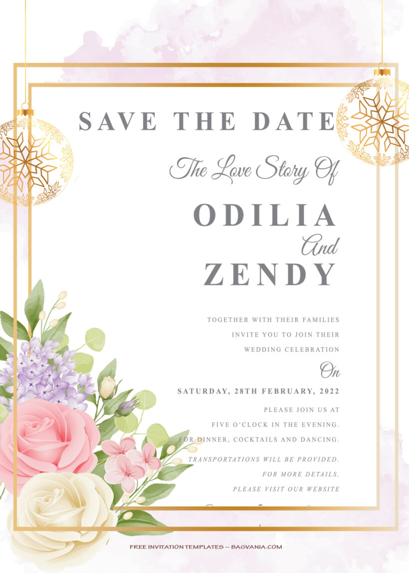 10+ Simple Beautiful Gold Frame Floral Wedding Invitation Title