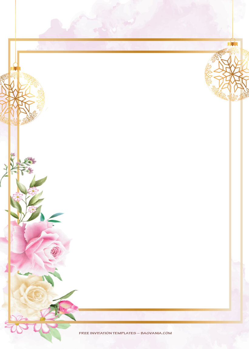 10+ Simple Beautiful Gold Frame Floral Wedding Invitation Two