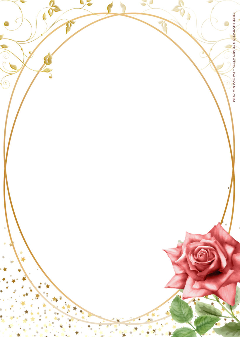 10+ Single Rose Sprinkle Gold Floral Wedding Invitation Templates Eight