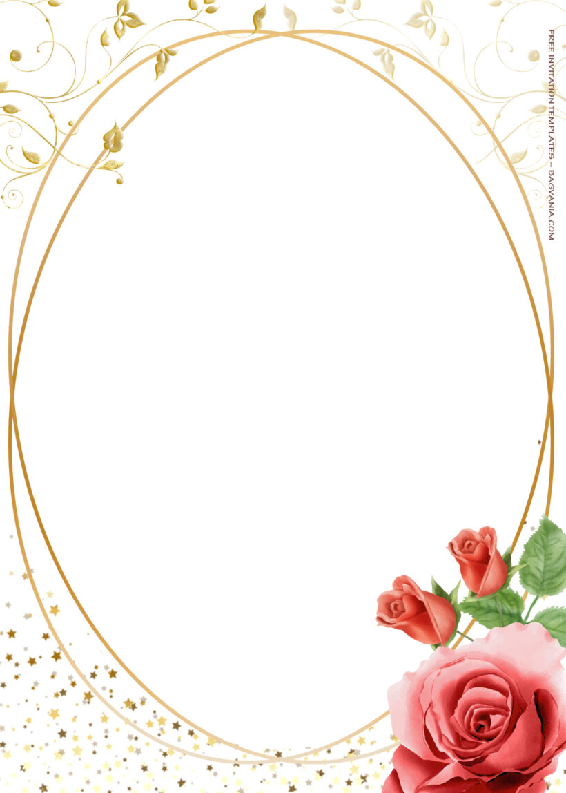 10+ Single Rose Sprinkle Gold Floral Wedding Invitation Templates Nine
