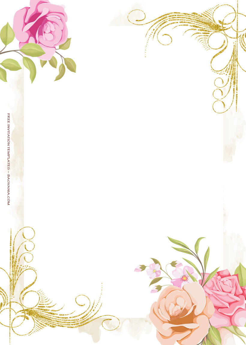 11+ Gold And Roses Floating Floral Wedding Invitation Templates Five