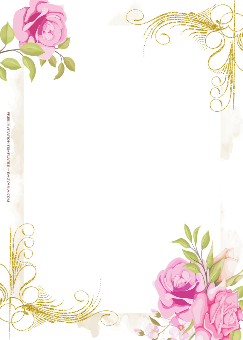 11+ Gold And Roses Floating Floral Wedding Invitation Templates Four