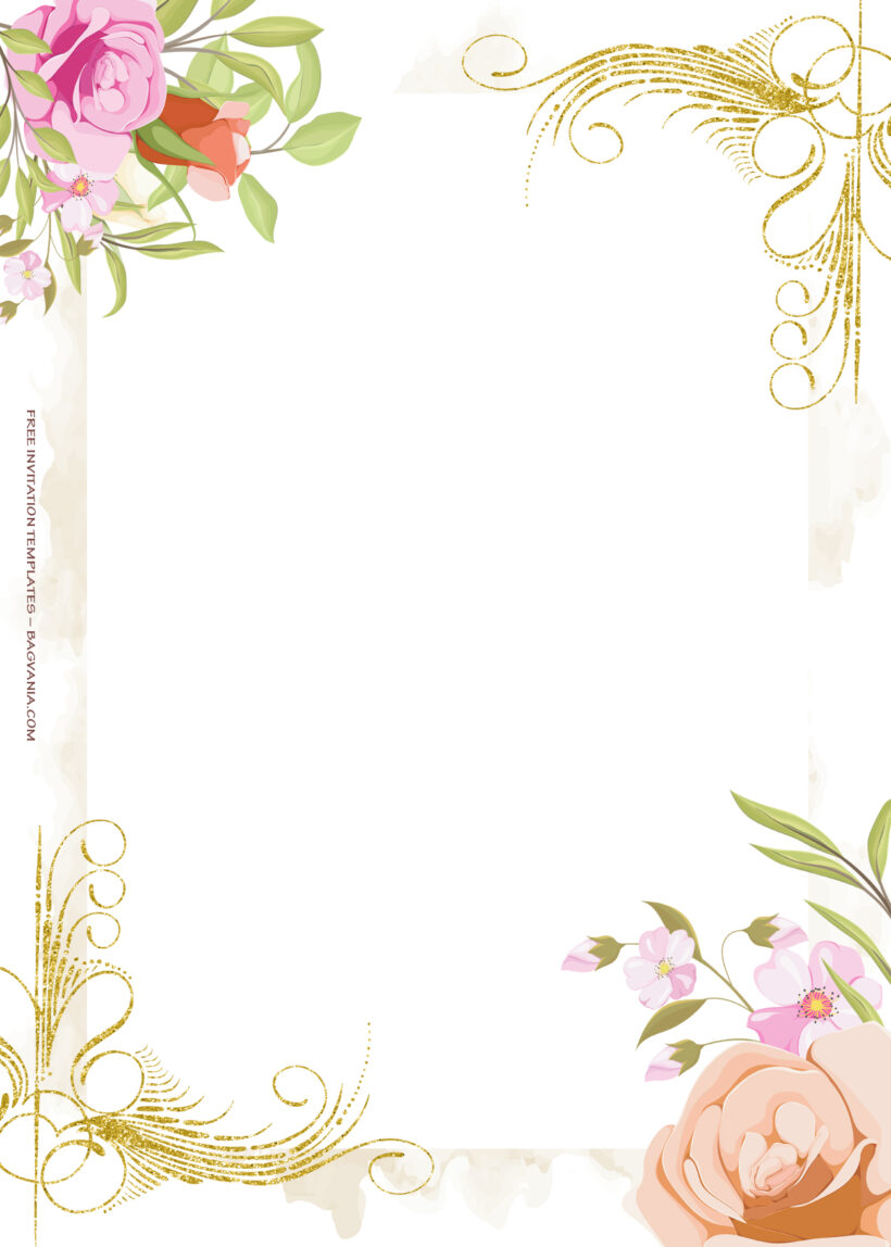 11+ Gold And Roses Floating Floral Wedding Invitation Templates Nine