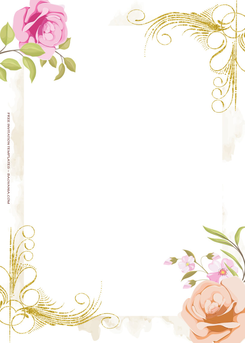 11+ Gold And Roses Floating Floral Wedding Invitation Templates One