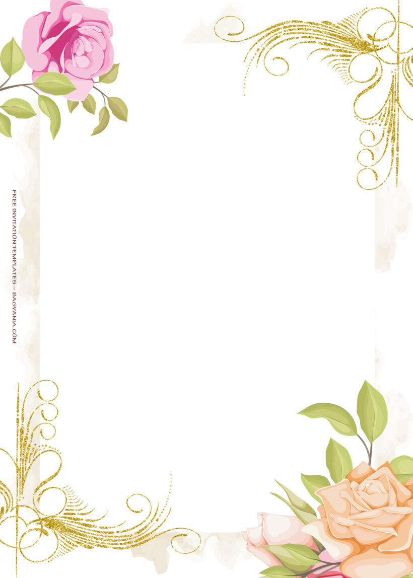 11+ Gold And Roses Floating Floral Wedding Invitation Templates Seven