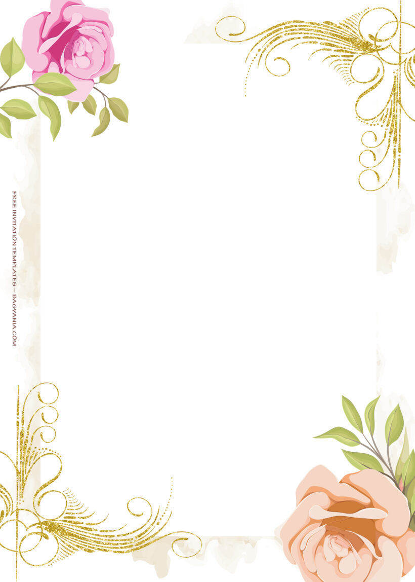 11+ Gold And Roses Floating Floral Wedding Invitation Templates Six