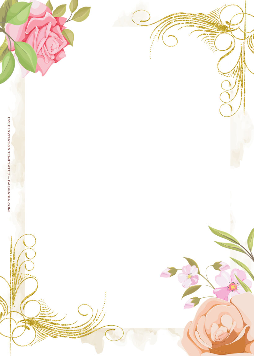 11+ Gold And Roses Floating Floral Wedding Invitation Templates Ten