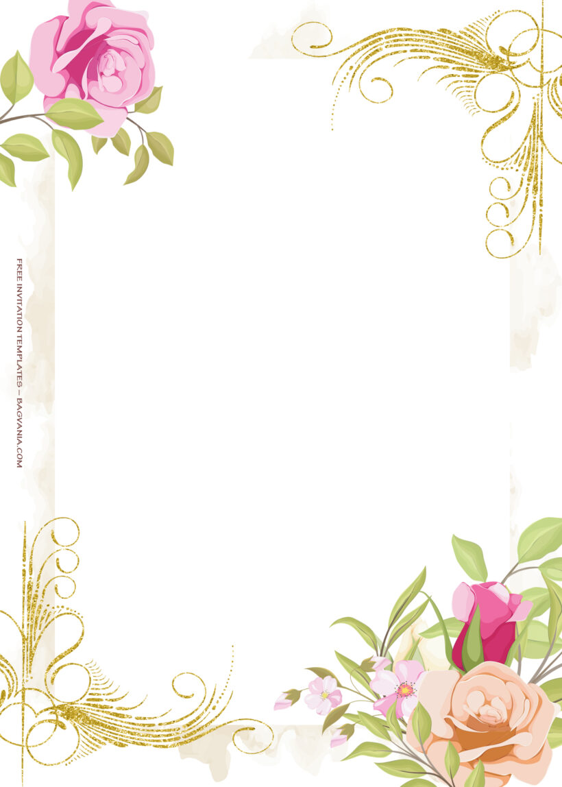 11+ Gold And Roses Floating Floral Wedding Invitation Templates Two