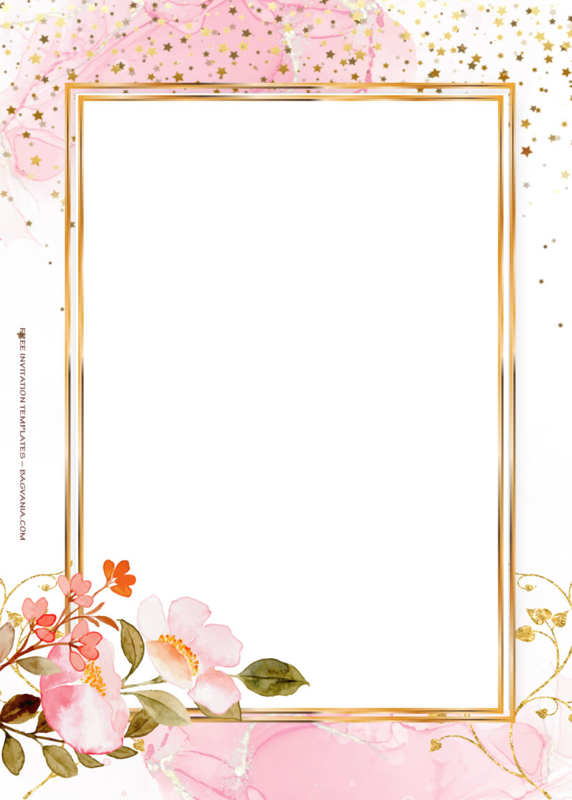 11+ Pink Sprinkle Gold Floral Wedding Invitation Eight