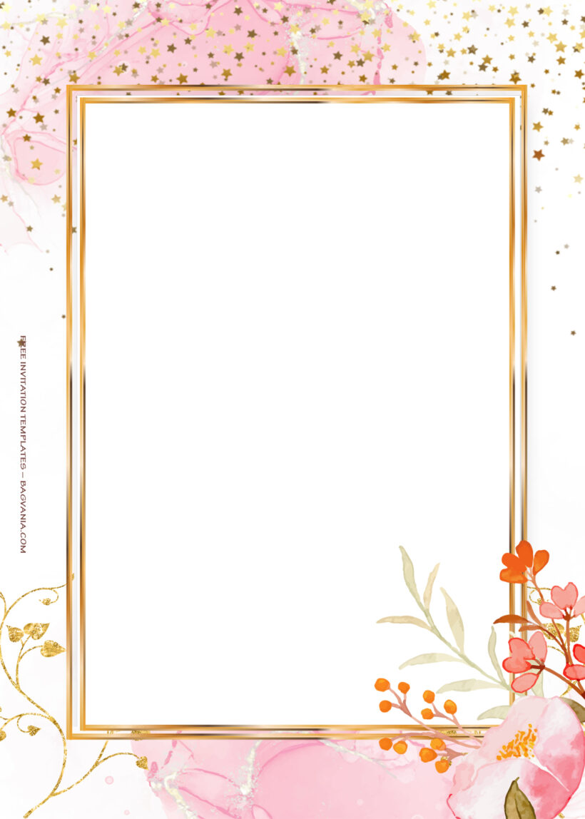 11+ Pink Sprinkle Gold Floral Wedding Invitation Five