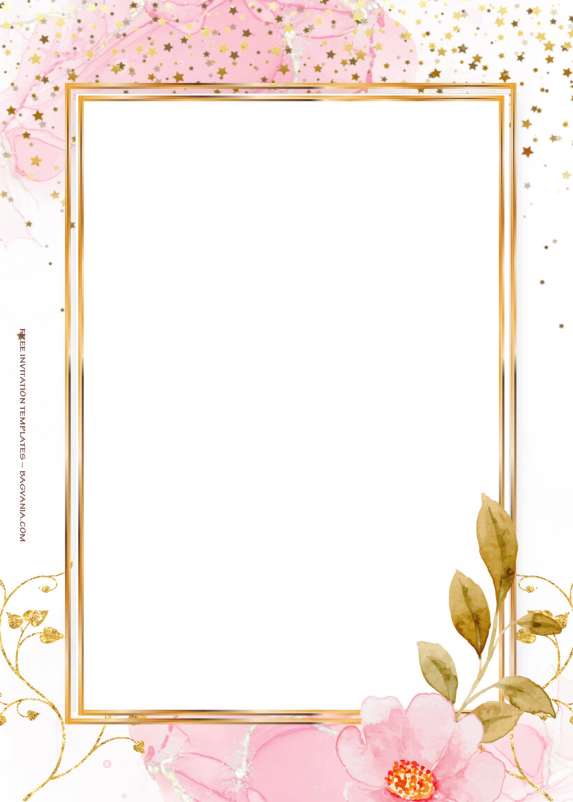 11+ Pink Sprinkle Gold Floral Wedding Invitation Four