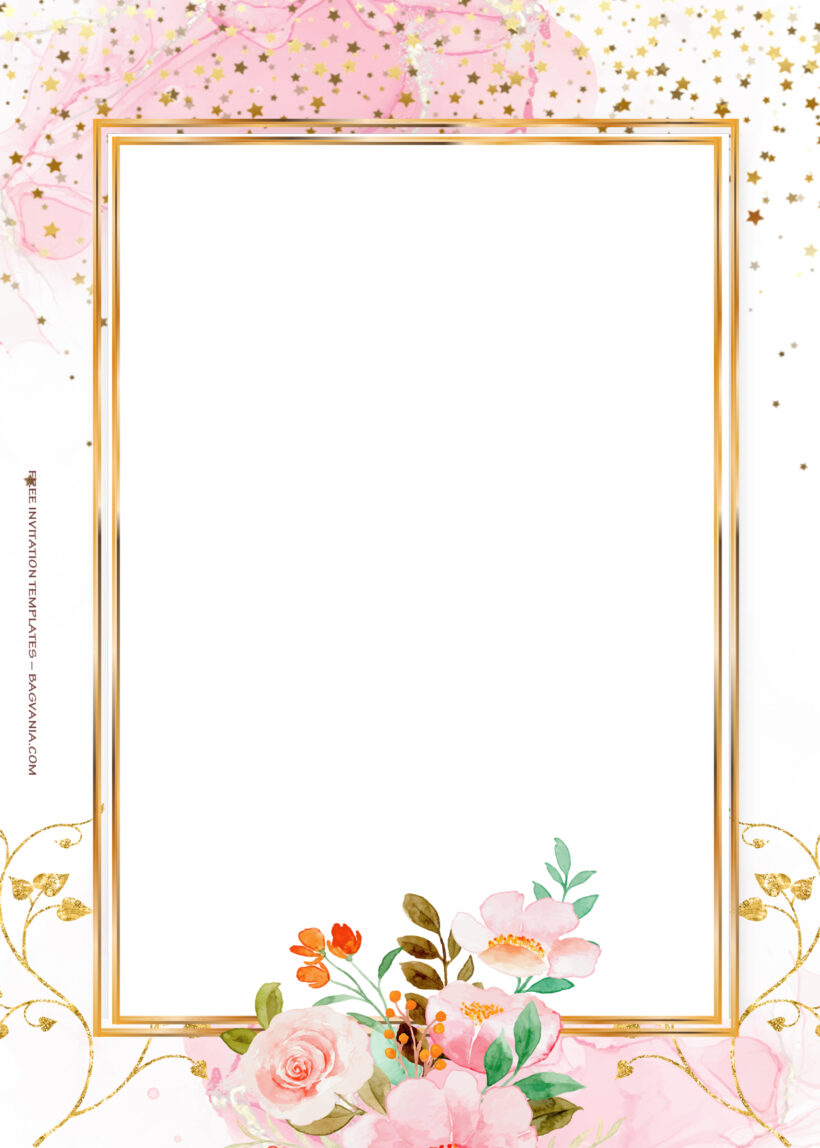 11+ Pink Sprinkle Gold Floral Wedding Invitation Nine