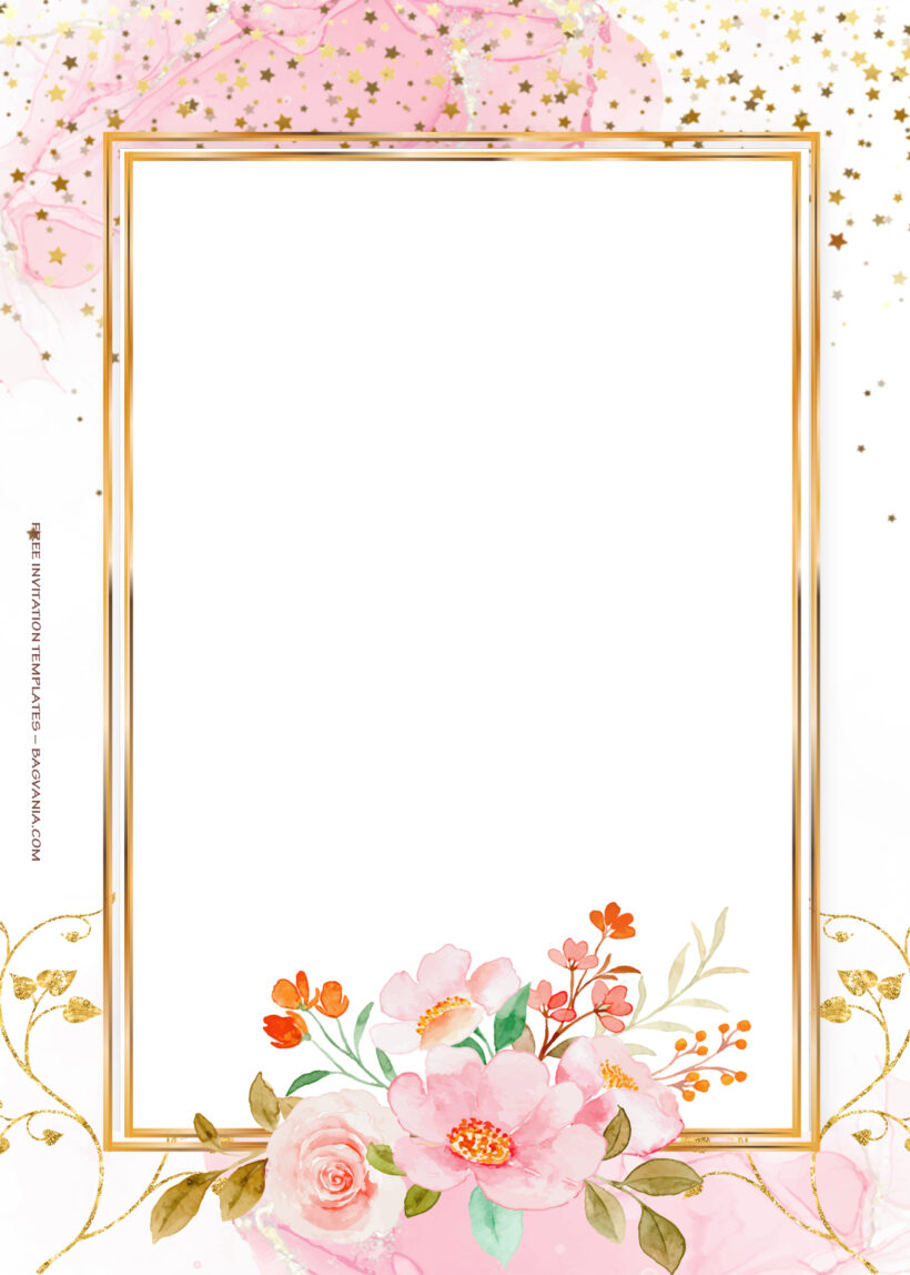 11+ Pink Sprinkle Gold Floral Wedding Invitation One