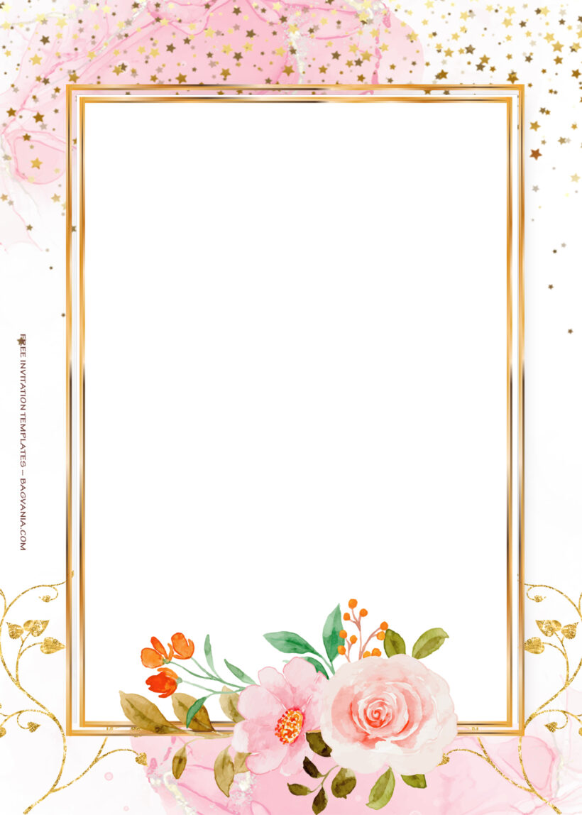 11+ Pink Sprinkle Gold Floral Wedding Invitation Seven