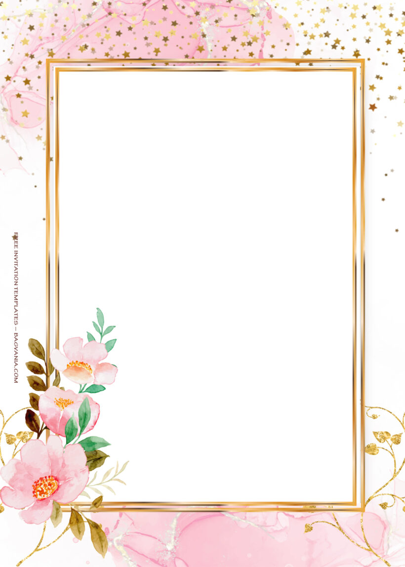 11+ Pink Sprinkle Gold Floral Wedding Invitation Ten