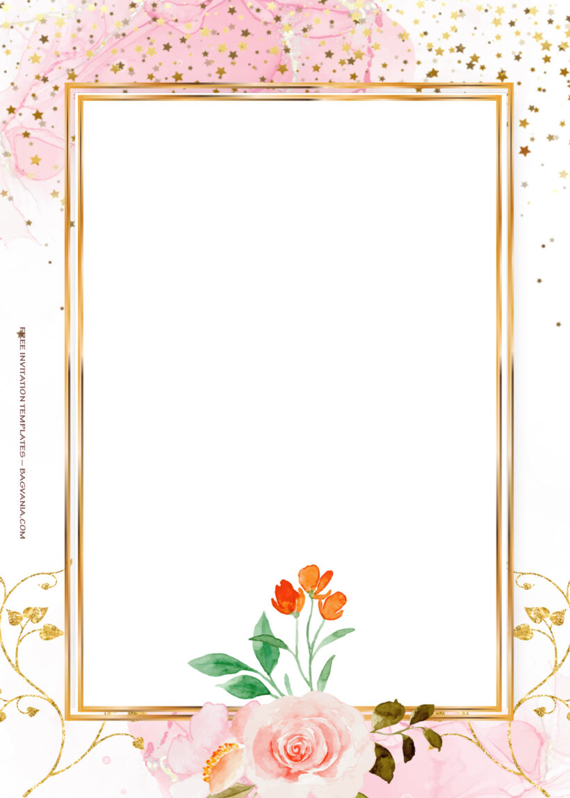 11+ Pink Sprinkle Gold Floral Wedding Invitation Three