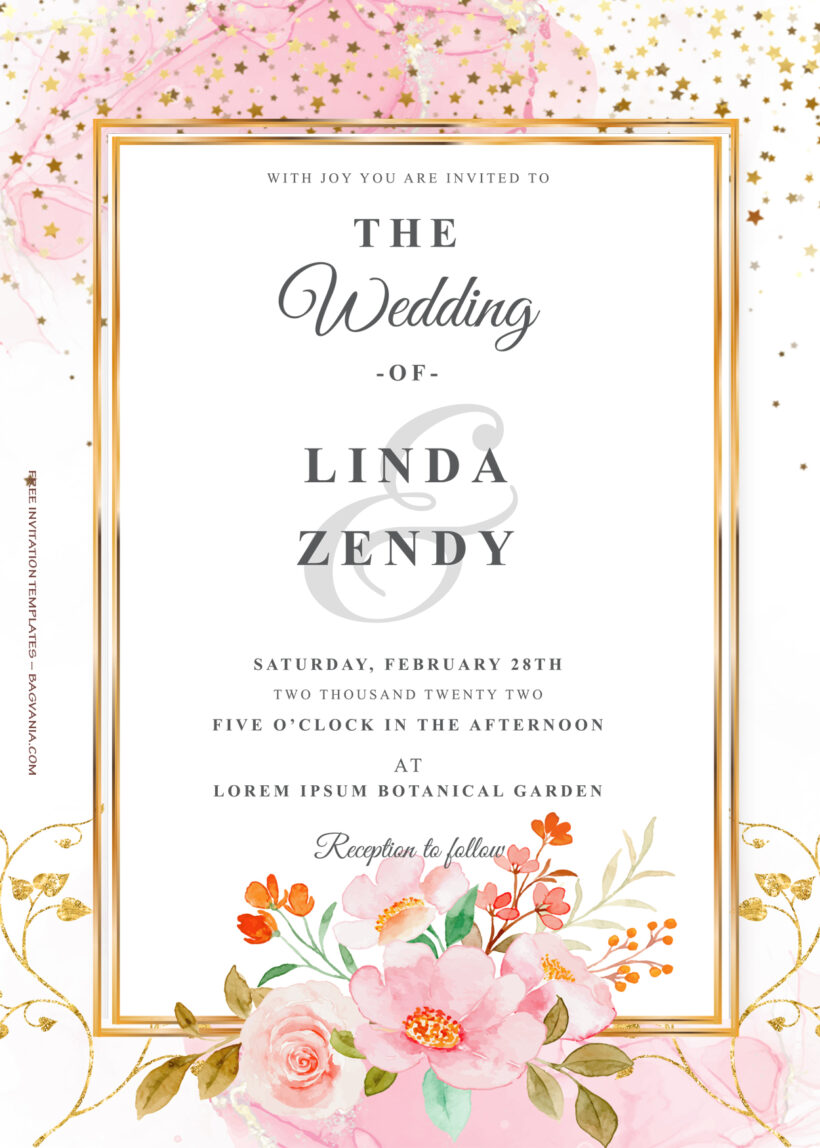 11+ Pink Sprinkle Gold Floral Wedding Invitation Title