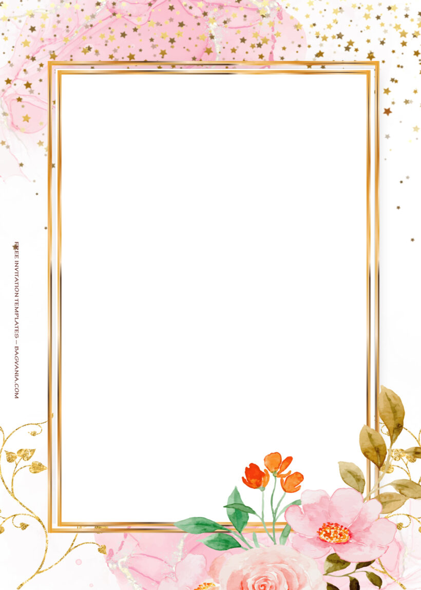 11+ Pink Sprinkle Gold Floral Wedding Invitation Two