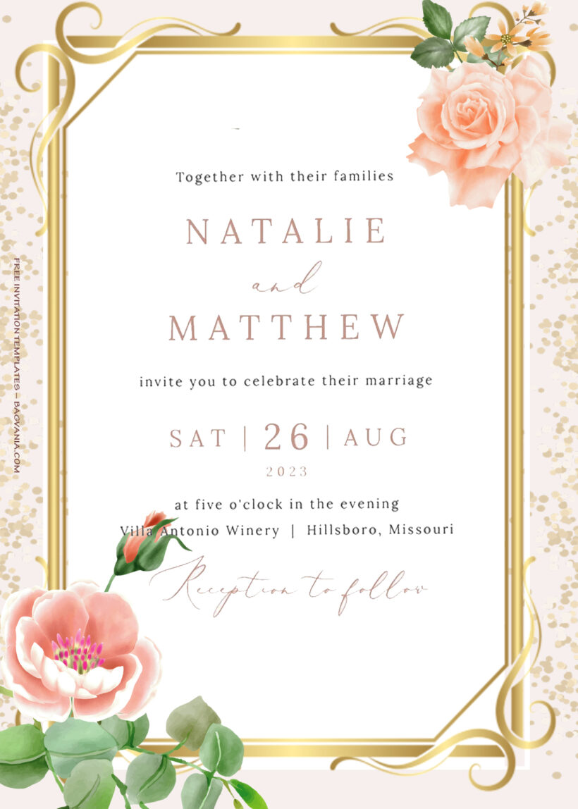 11+ Rose And Spring Gold Floral Wedding Invitation Templates Title