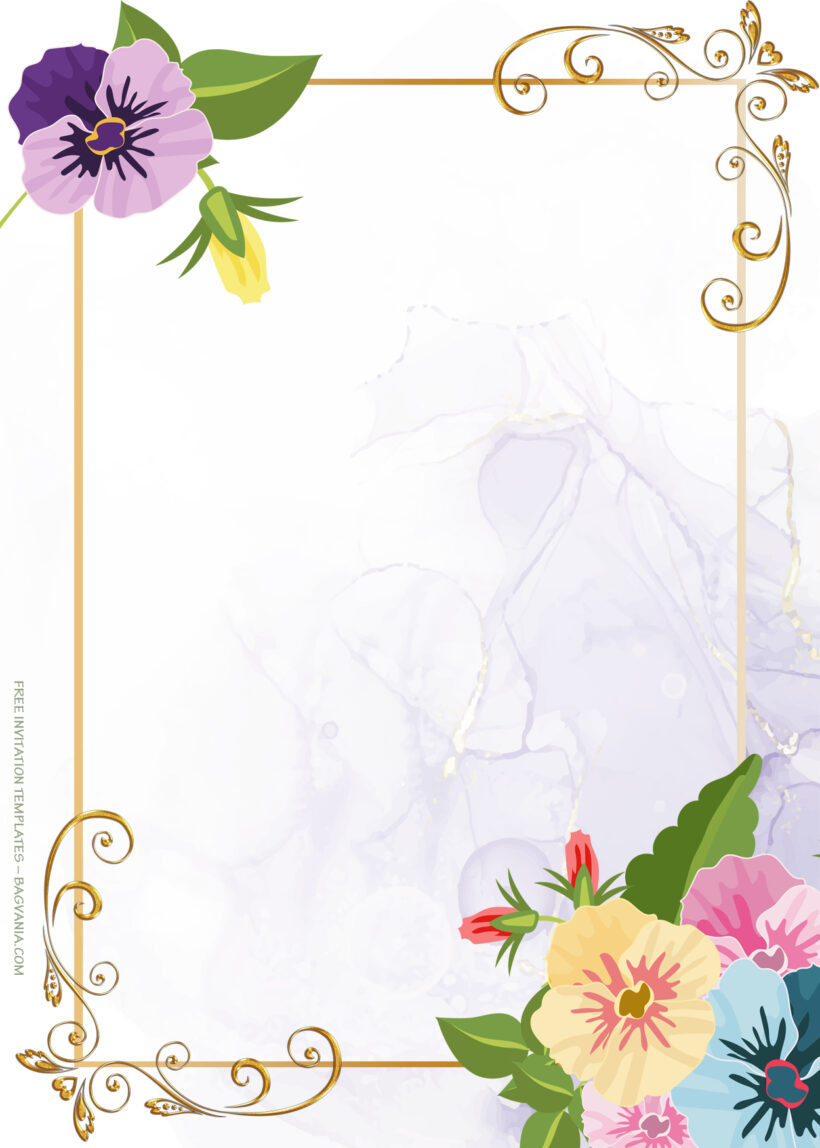 7+ Gold Over Colorful Summer Floral Wedding Invitation Four