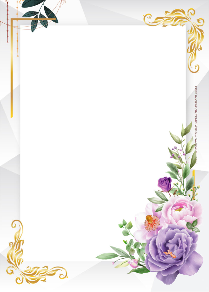 7+ Passionate Purple Gold Frame Floral Wedding Invitation Templates Fivee