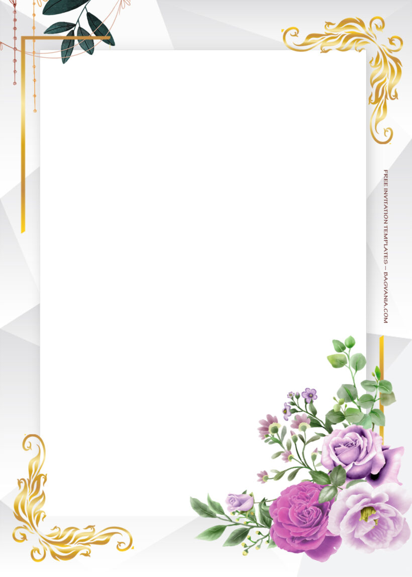 7+ Passionate Purple Gold Frame Floral Wedding Invitation Templates Four