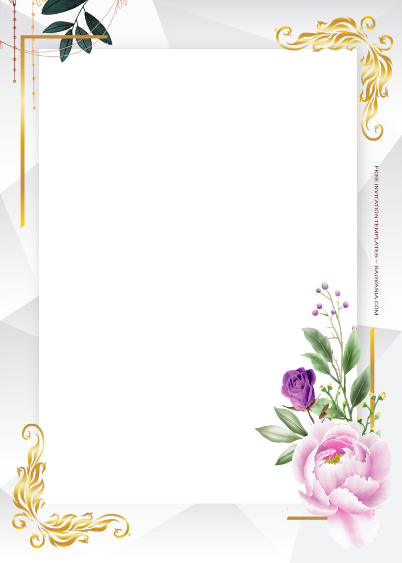 7+ Passionate Purple Gold Frame Floral Wedding Invitation Templates Six