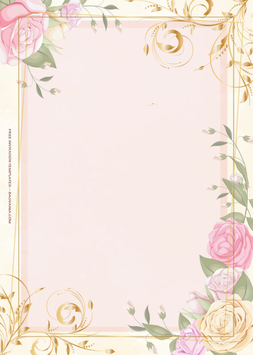 7+ Pink Season With Gold Floral Wedding Invitation Four