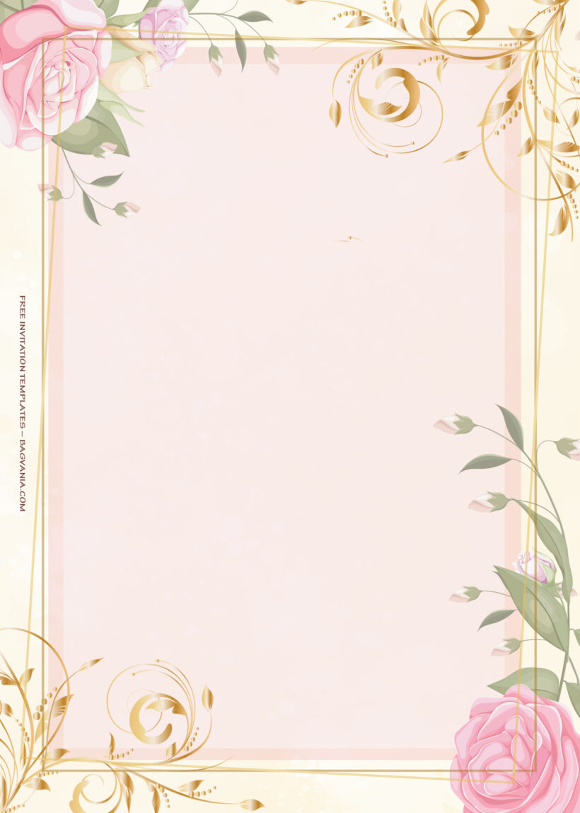7+ Pink Season With Gold Floral Wedding Invitation One