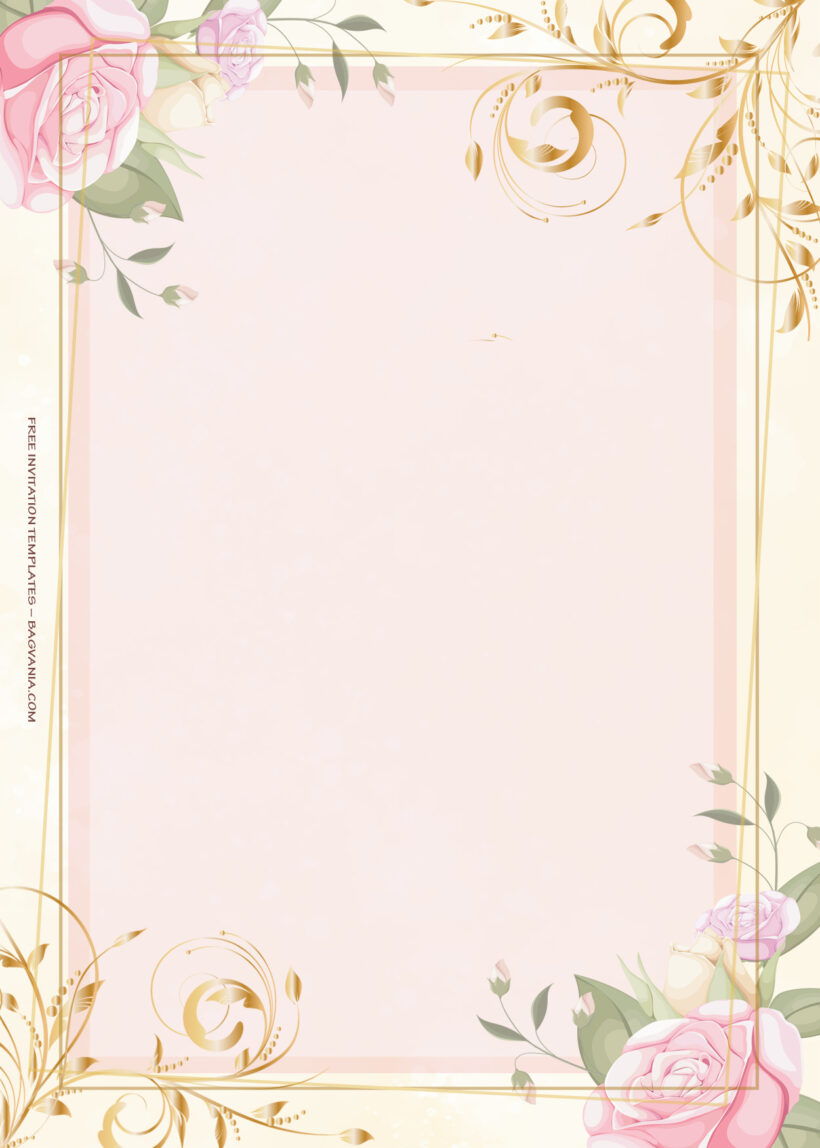7+ Pink Season With Gold Floral Wedding Invitation Two