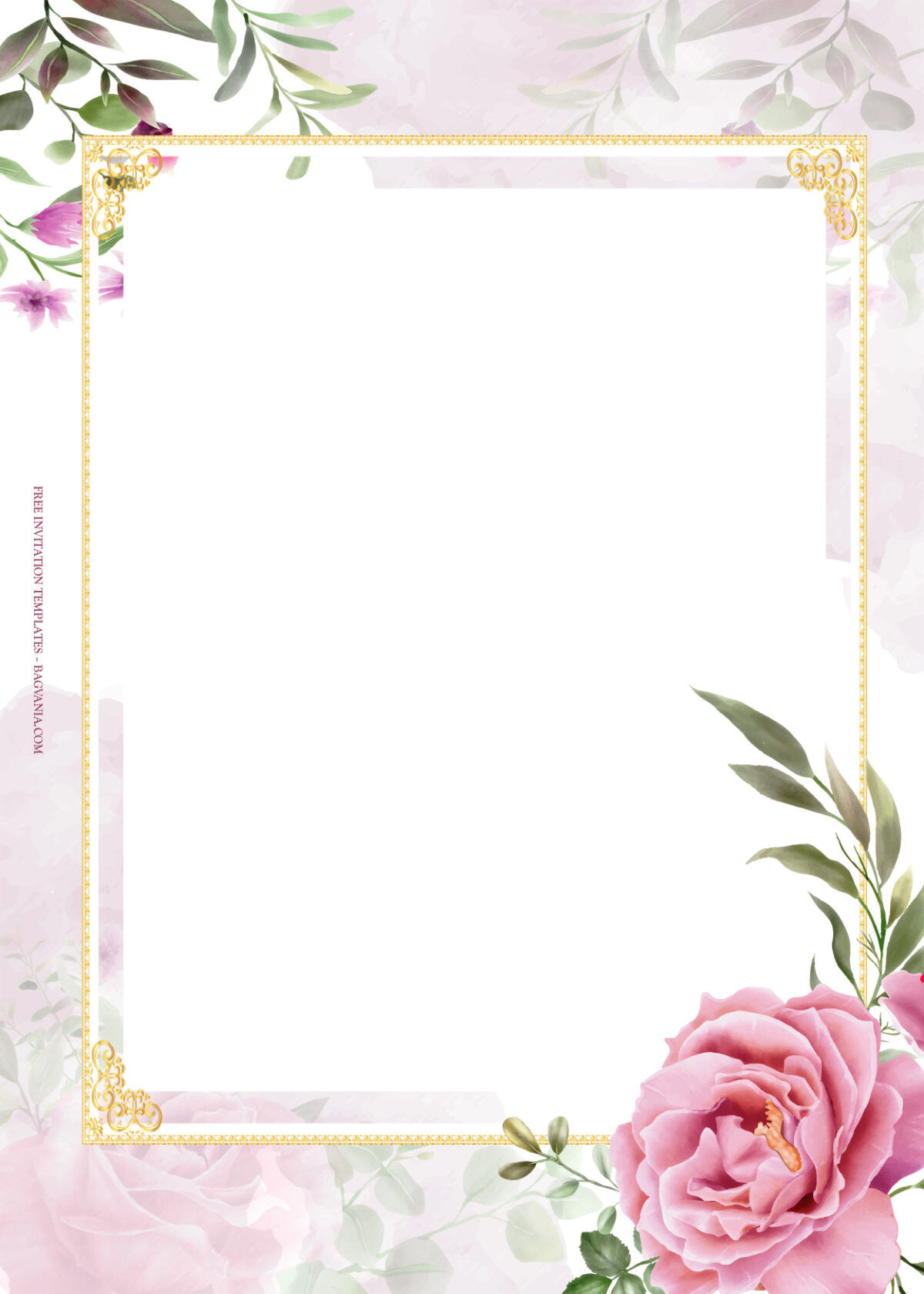 7+ Roses Garden With Gold Frame Floral Wedding Invitation Templates ...