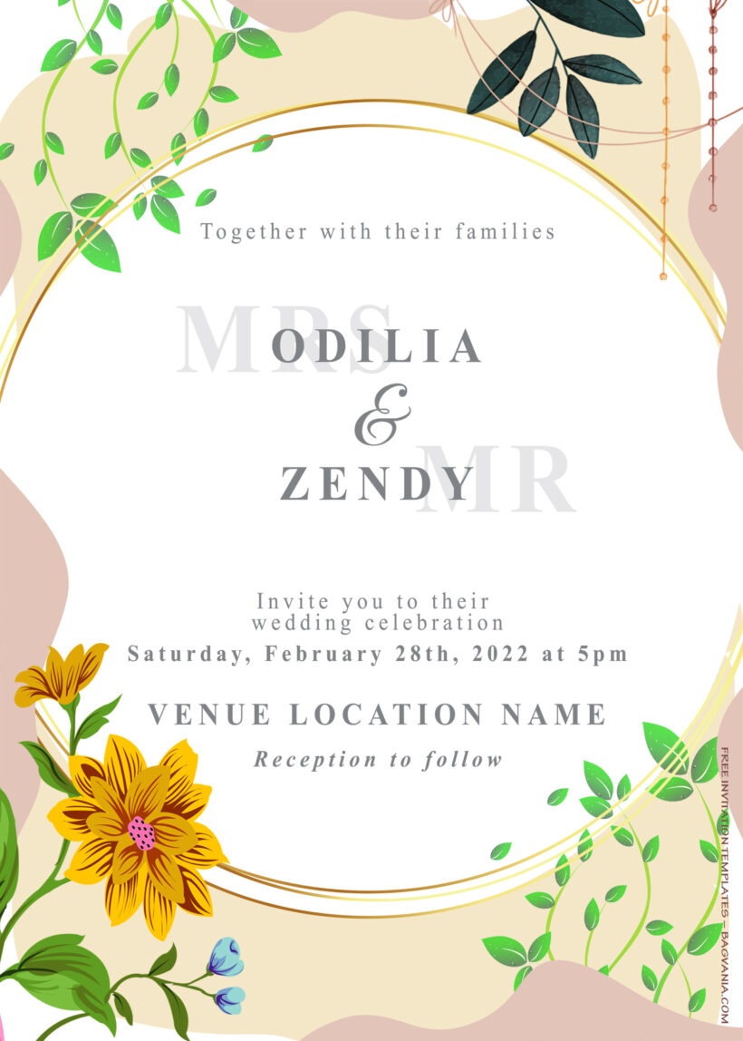 7+ Simple Jungle Gold And Floral Wedding Invitation Templates Title